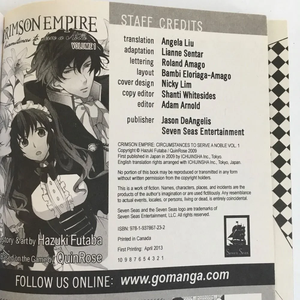 Crimson Empire: Circumstances to Serve a Noble Vol. 1-3 Quin Rose Manga